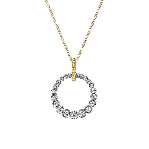 Two Tone Diamond Circle Pendant