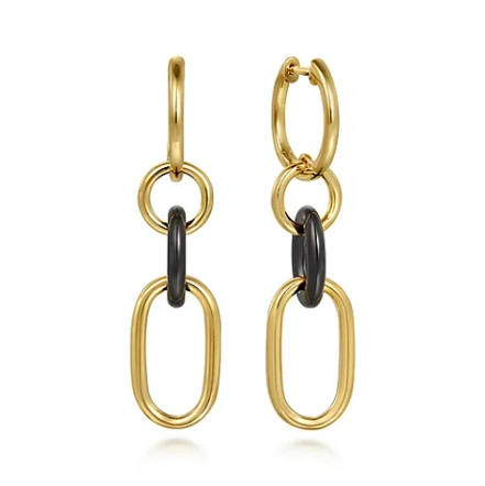 Ceramic Oval Link and Gold Tube Hoop Drops