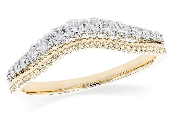 Two Tone Curved Diamond Band
