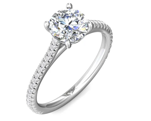 French Pave Cathedral Style Solitaire