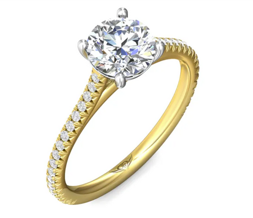 French Pave Cathedral Style Solitaire