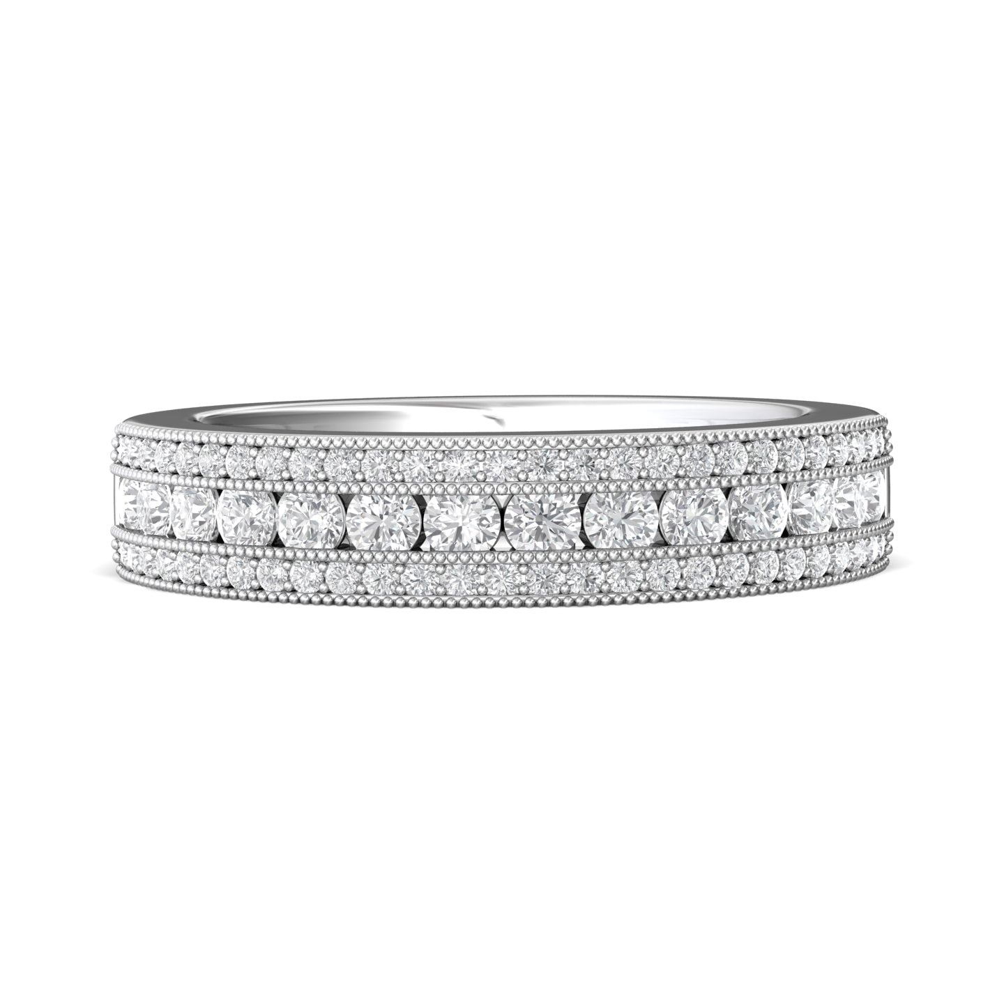 Channel/Shared Prong Wedding Band — style CC05WBRD