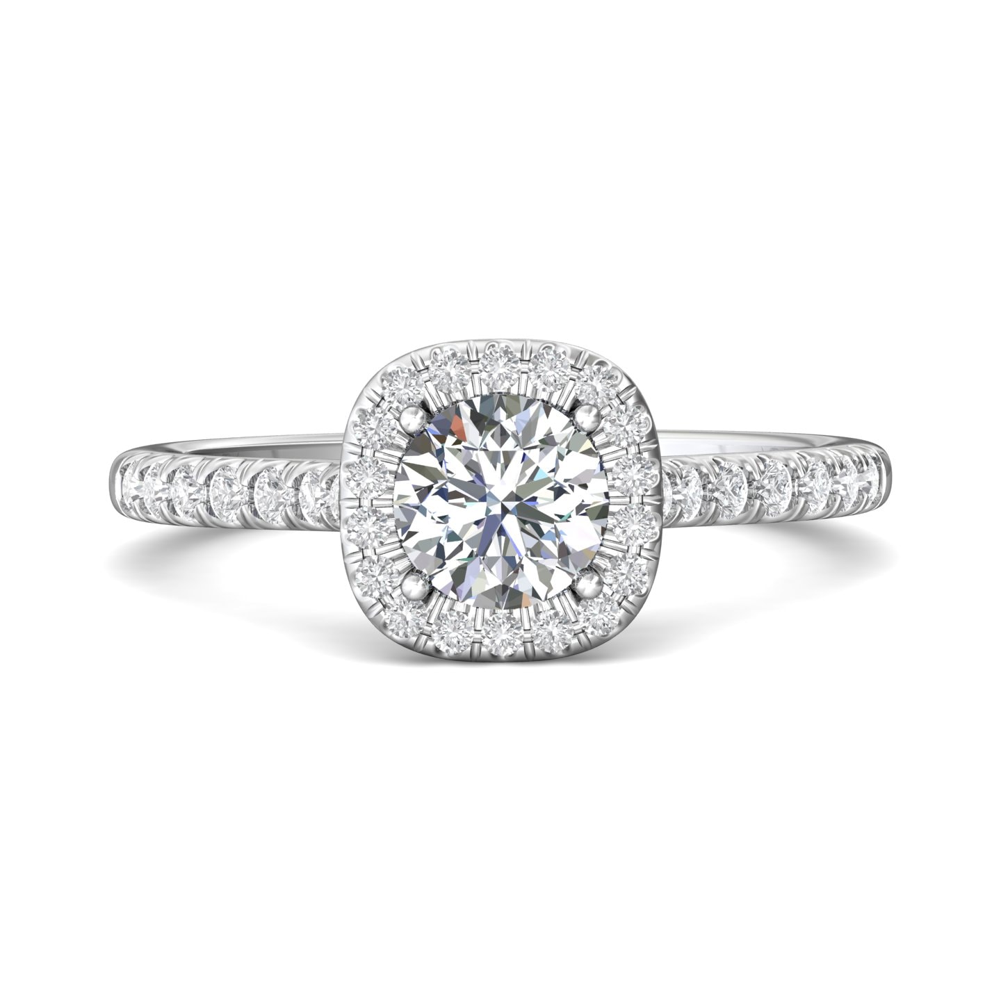 Micropave Halo Engagement Ring — style DERMH7R