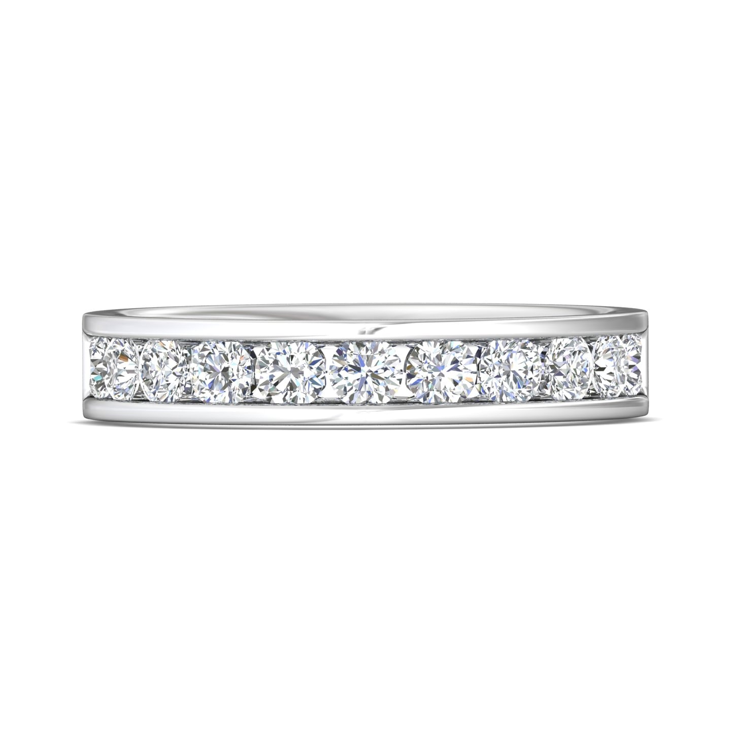 Channel/Shared Prong Wedding Band — style DWBC07M
