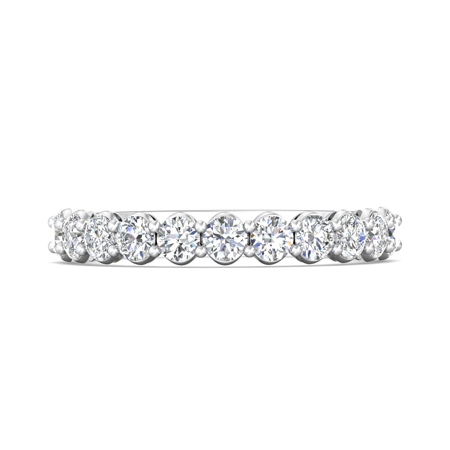 Channel/Shared Prong Wedding Band — style SPWBAR2-11-.88
