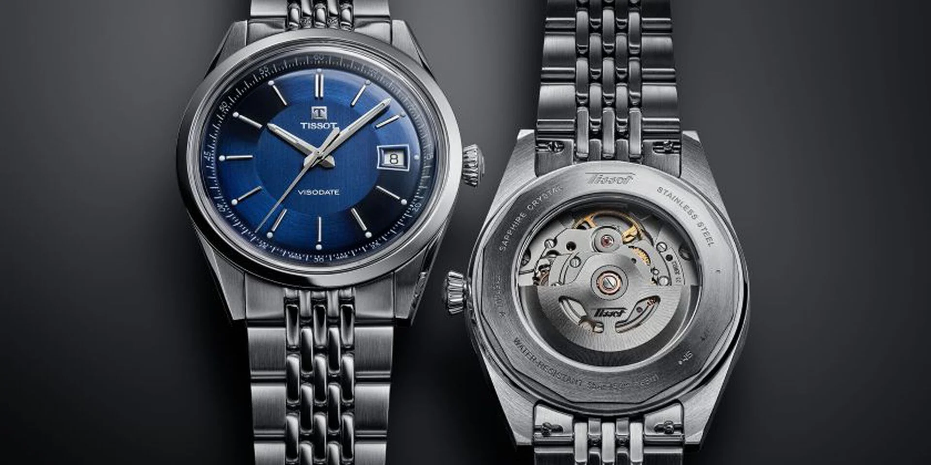 Tissot Visodate automatic, front and caseback view