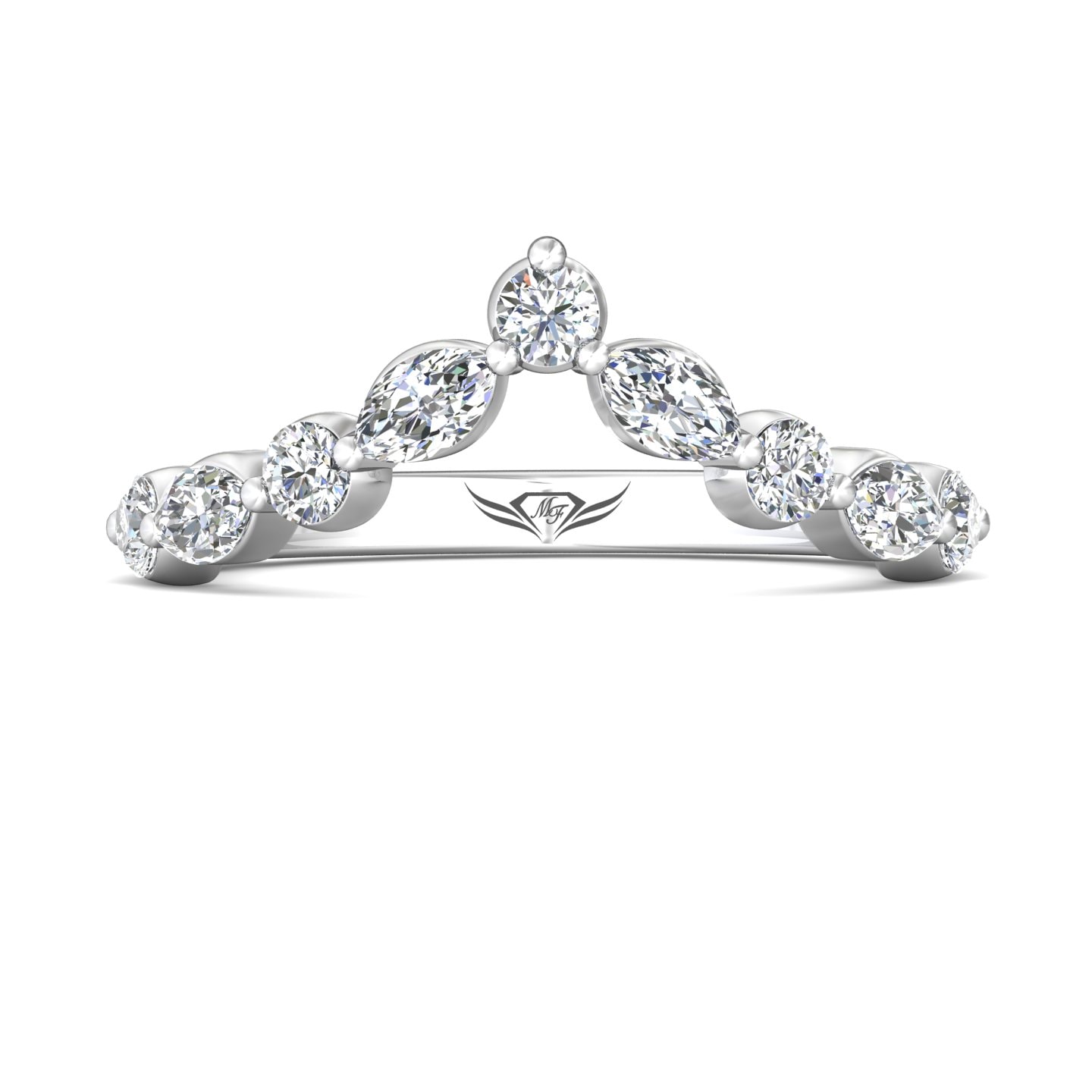 Channel/Shared Prong Wedding Band — style DWBSP26M