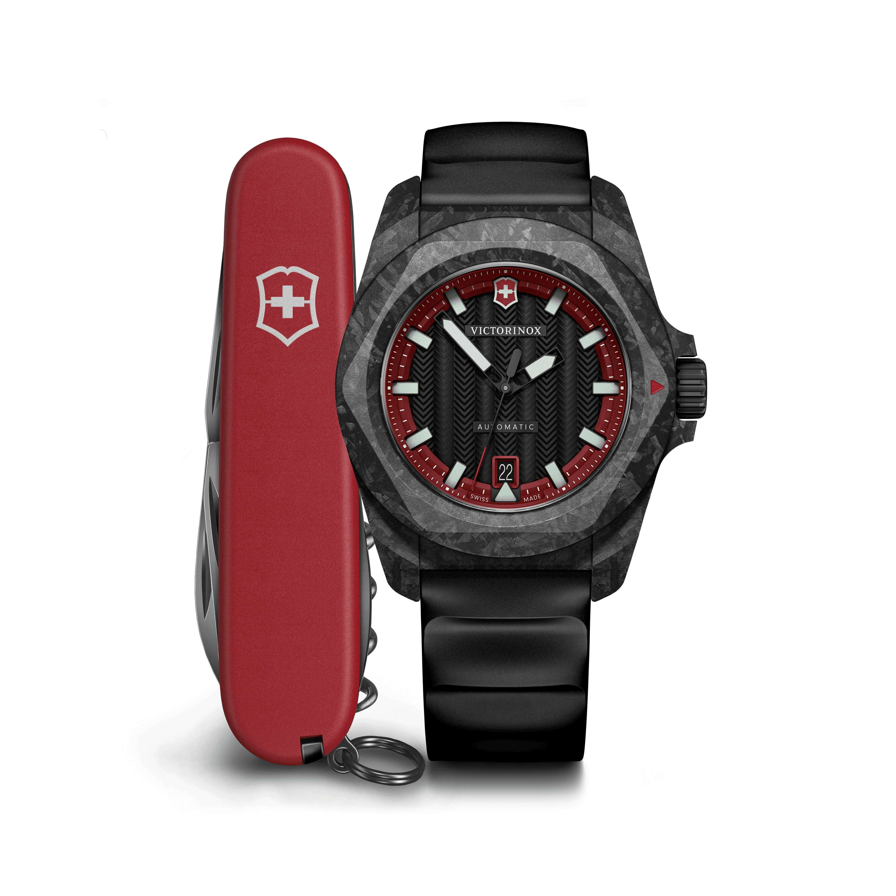 I.N.O.X. Automatic 41mm — Black Dial / Black Rubber Strap — Victorinox style 242024.1