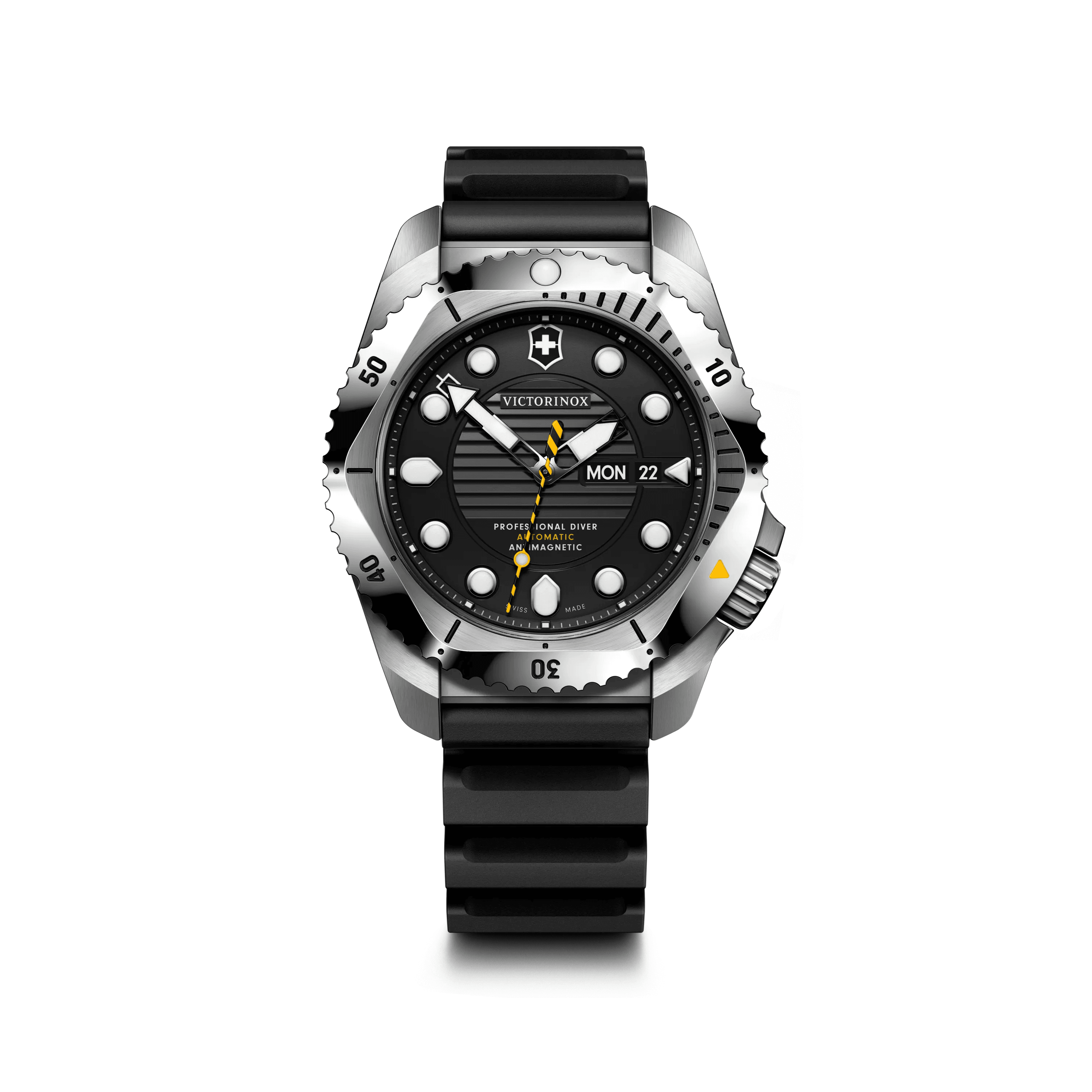 Dive Pro Automatic 43mm — Black Dial / Black Rubber Strap — Victorinox style 241994