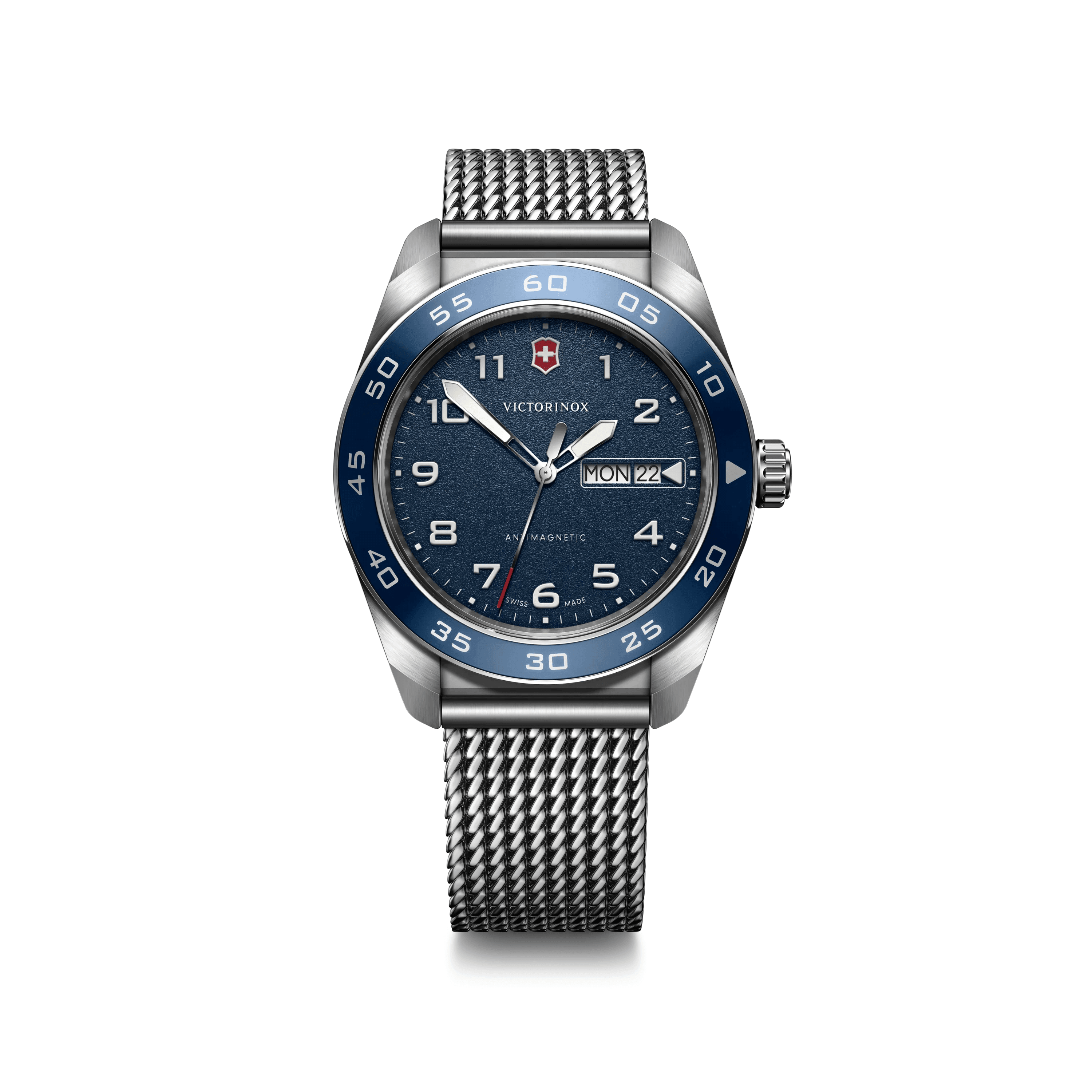 Swiss Army Quartz 42mm — Blue Dial / Silver Stainless Steel Bracelet — Victorinox style 242042