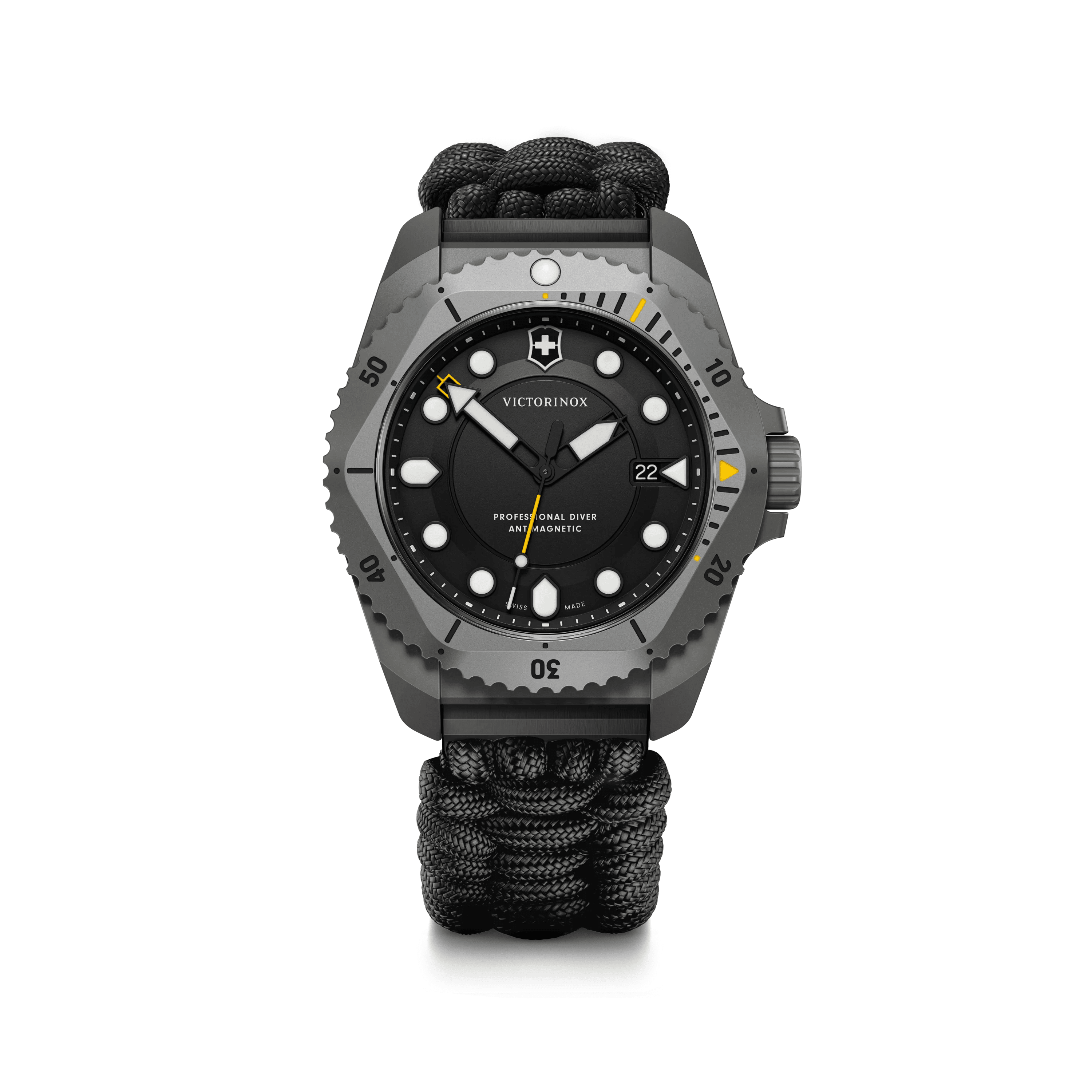 Dive Pro Quartz 43mm — Black Dial / Black Paracord Strap — Victorinox style 241993.1
