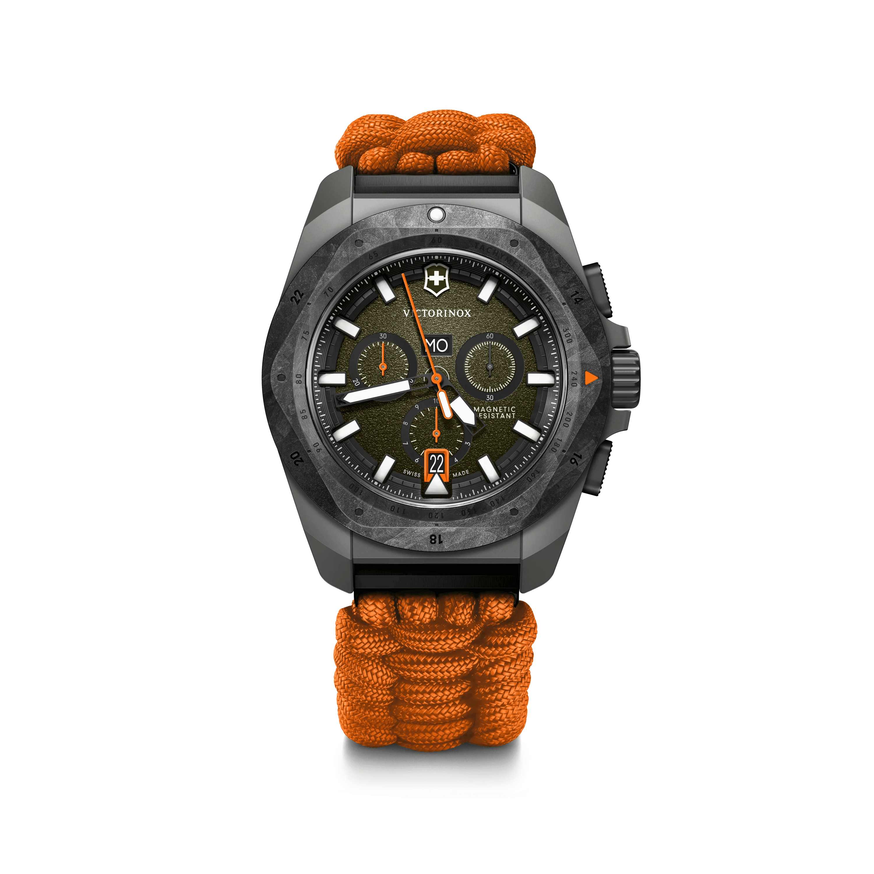 I.N.O.X. 43mm — Green Dial / Orange Paracord Strap — Victorinox style 242083.1