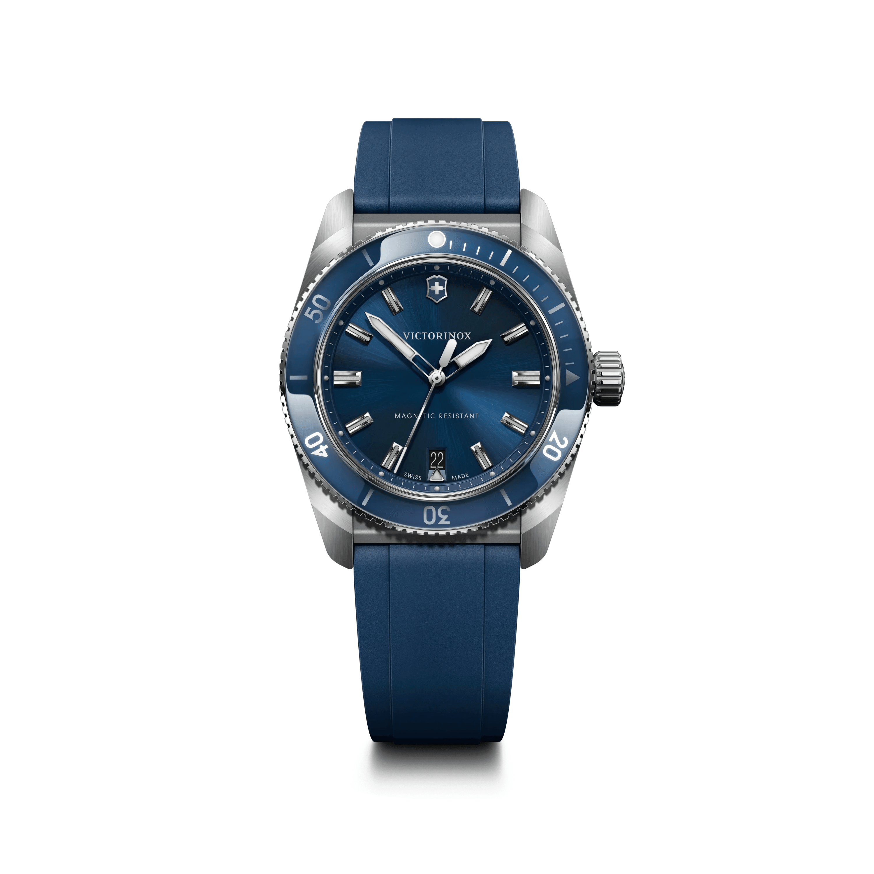 Maverick Quartz 39mm — Blue Dial / Blue Rubber — Victorinox style 242094