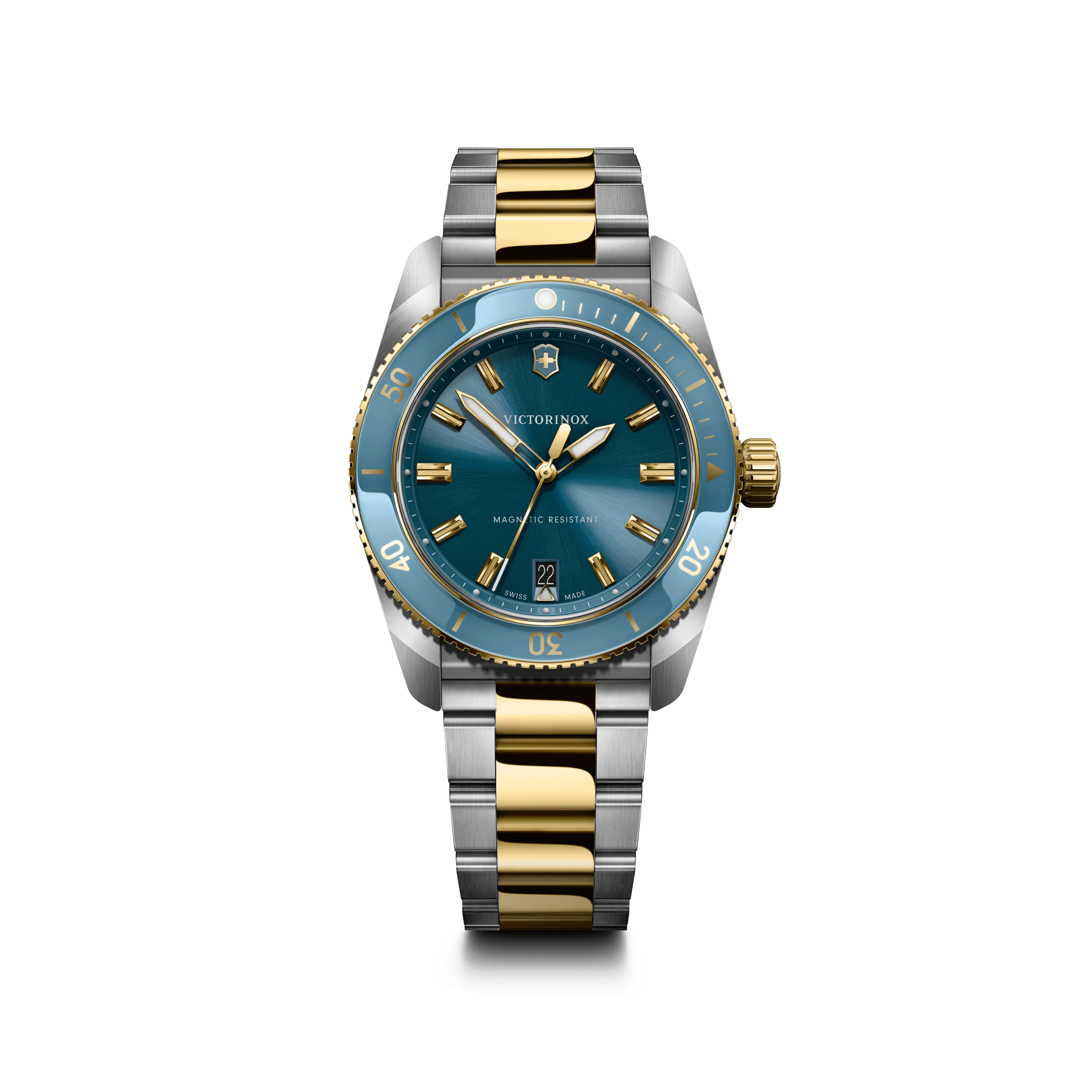 Maverick Quartz 39mm — Ice Blue Dial / Steel Bracelet — Victorinox style 242103