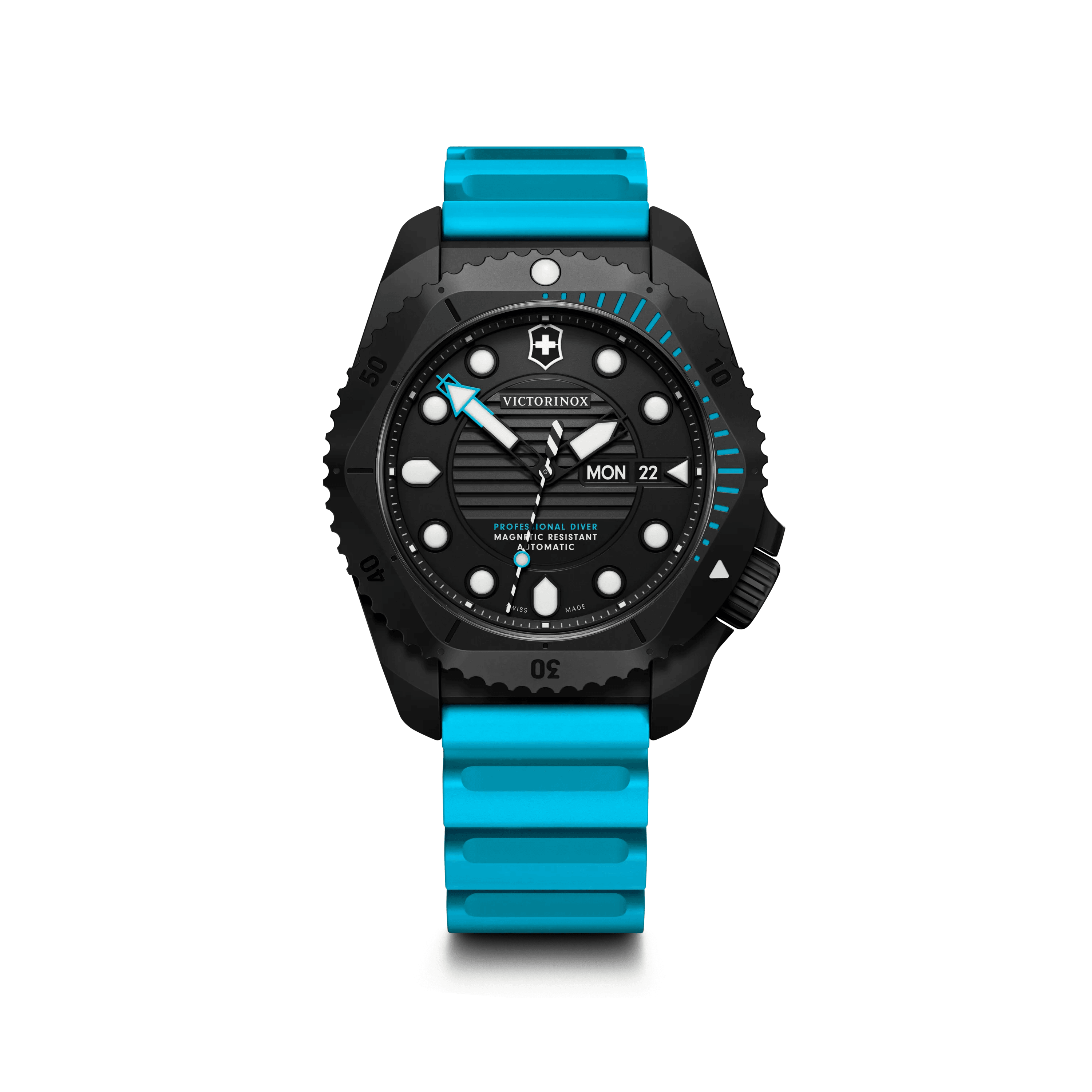 Dive Pro Automatic 43mm — Black Dial / Blue Rubber — Victorinox style 242071