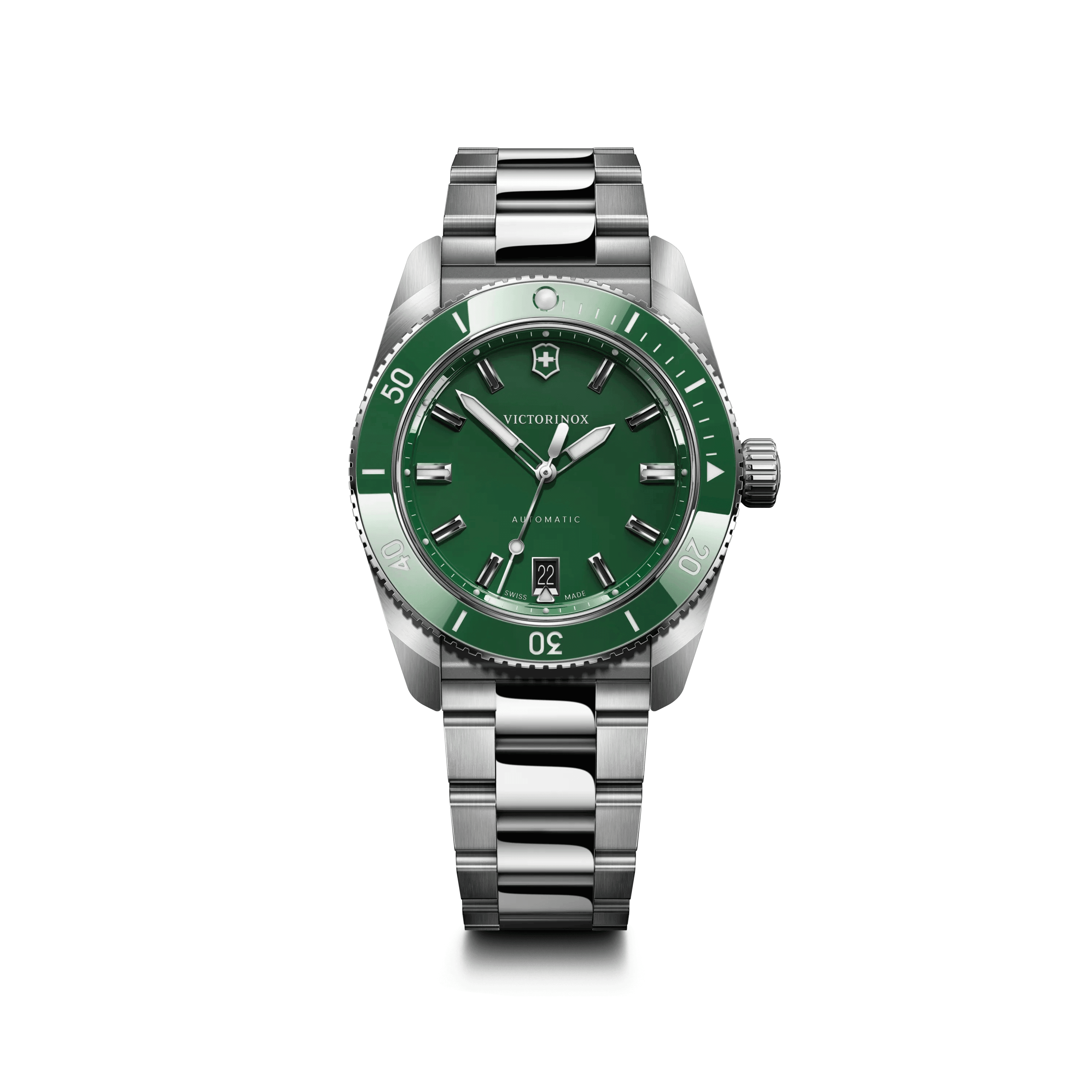 Maverick Automatic 39mm — Green Dial / Steel Bracelet — Victorinox style 242107