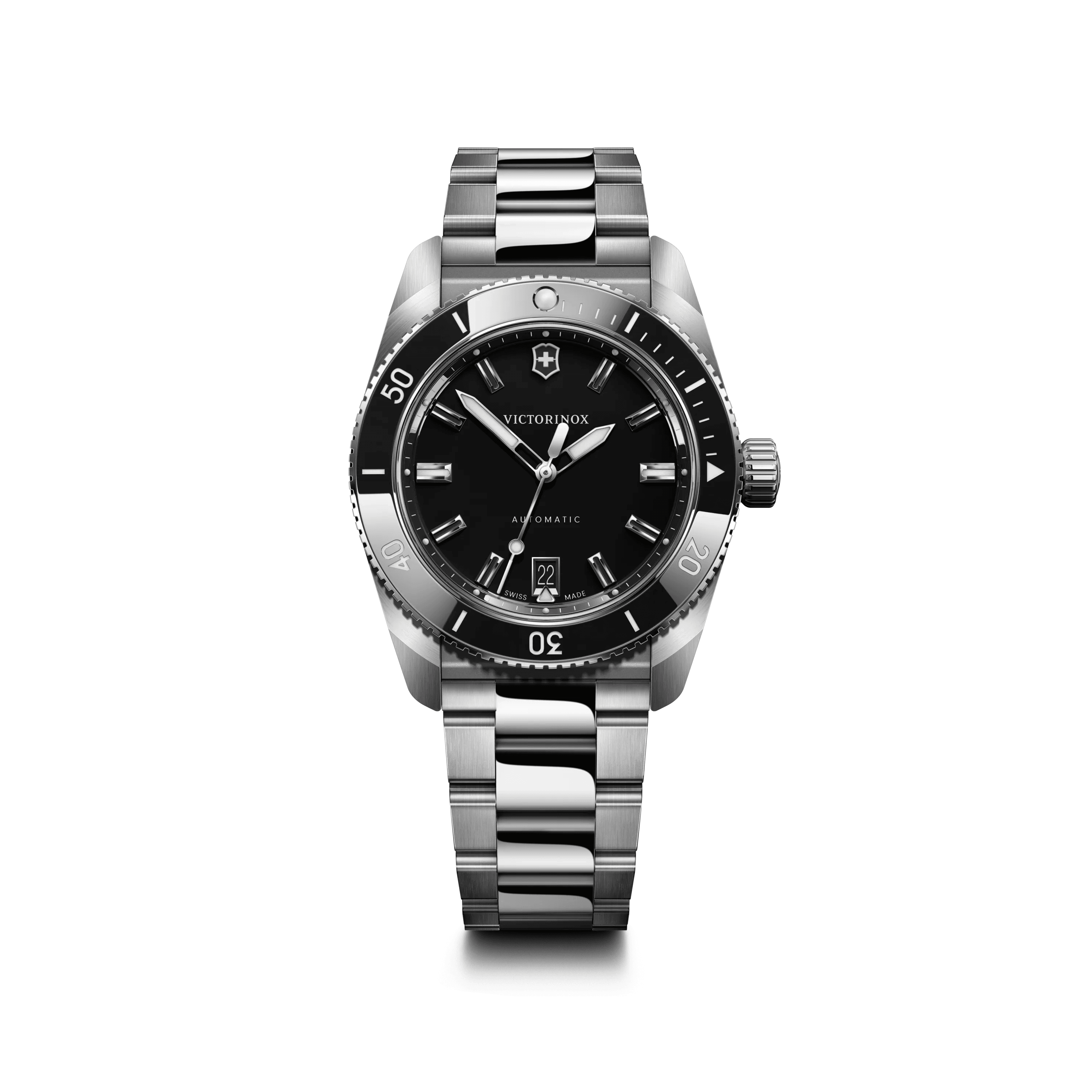 Maverick Automatic 39mm — Black Dial / Steel Bracelet — Victorinox style 242105