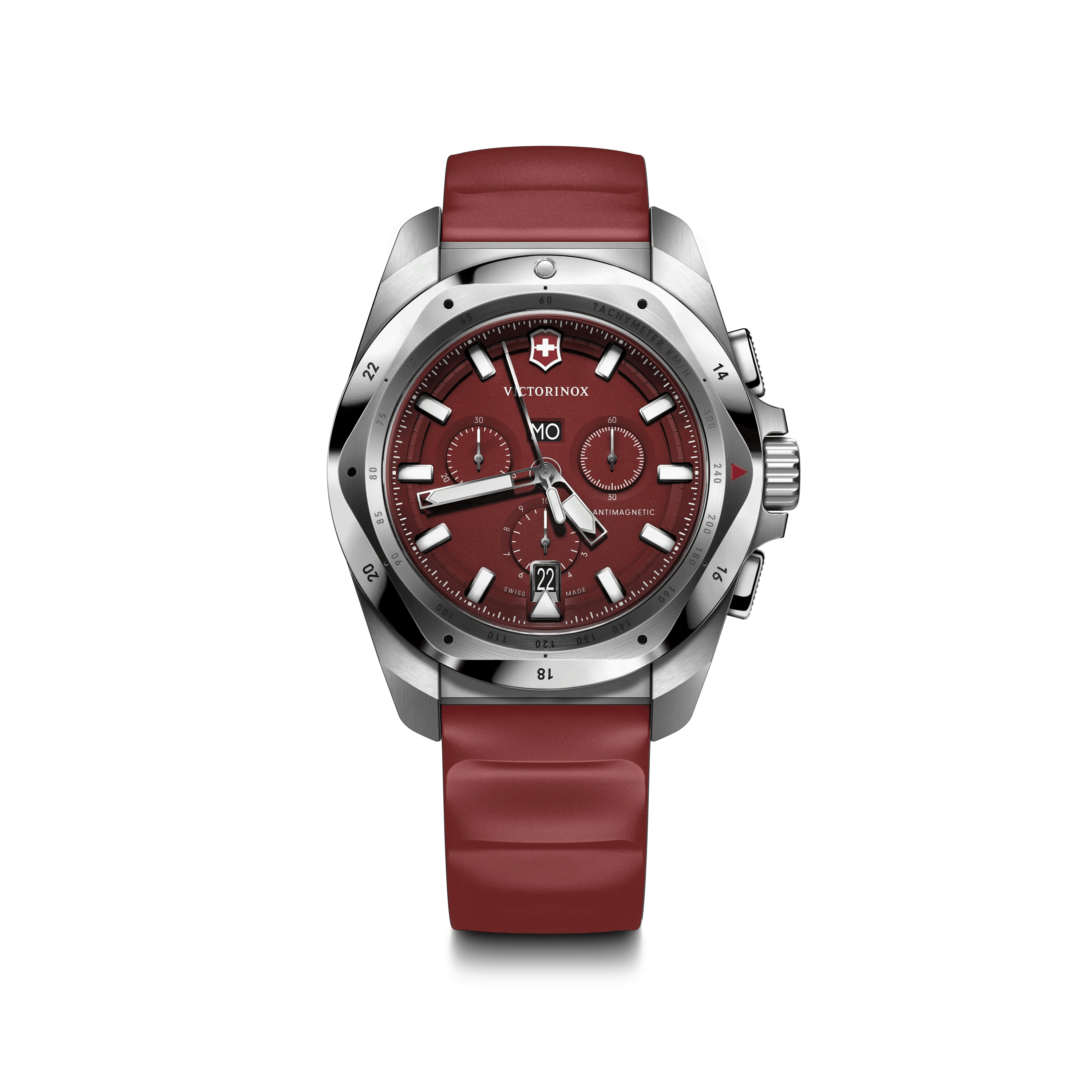 I.N.O.X. Chronograph 43mm — Red Dial / Red Rubber Strap — Victorinox style 241986