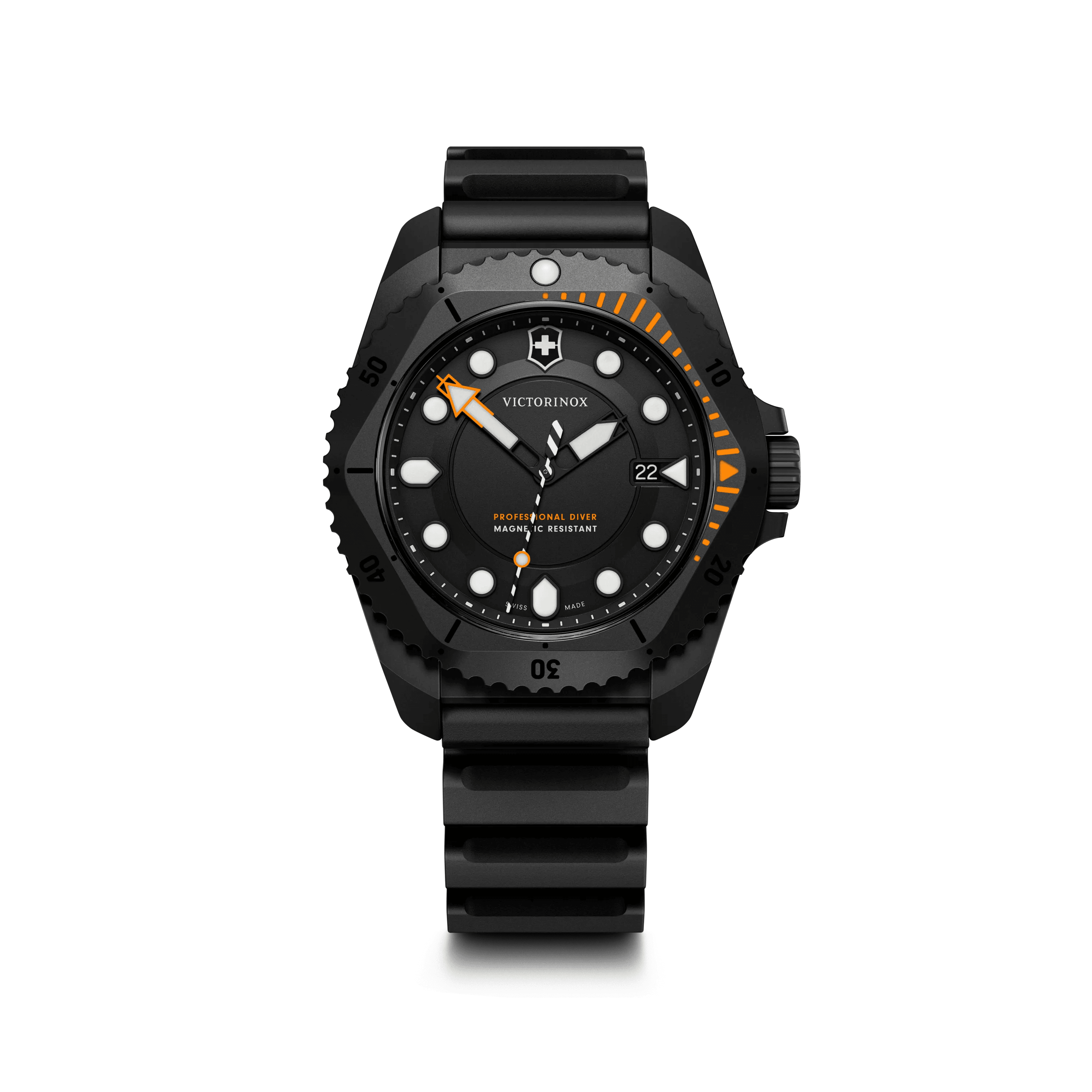Dive Pro Quartz 43mm — Black Dial / Orange Paracord Strap — Victorinox style 242069.1