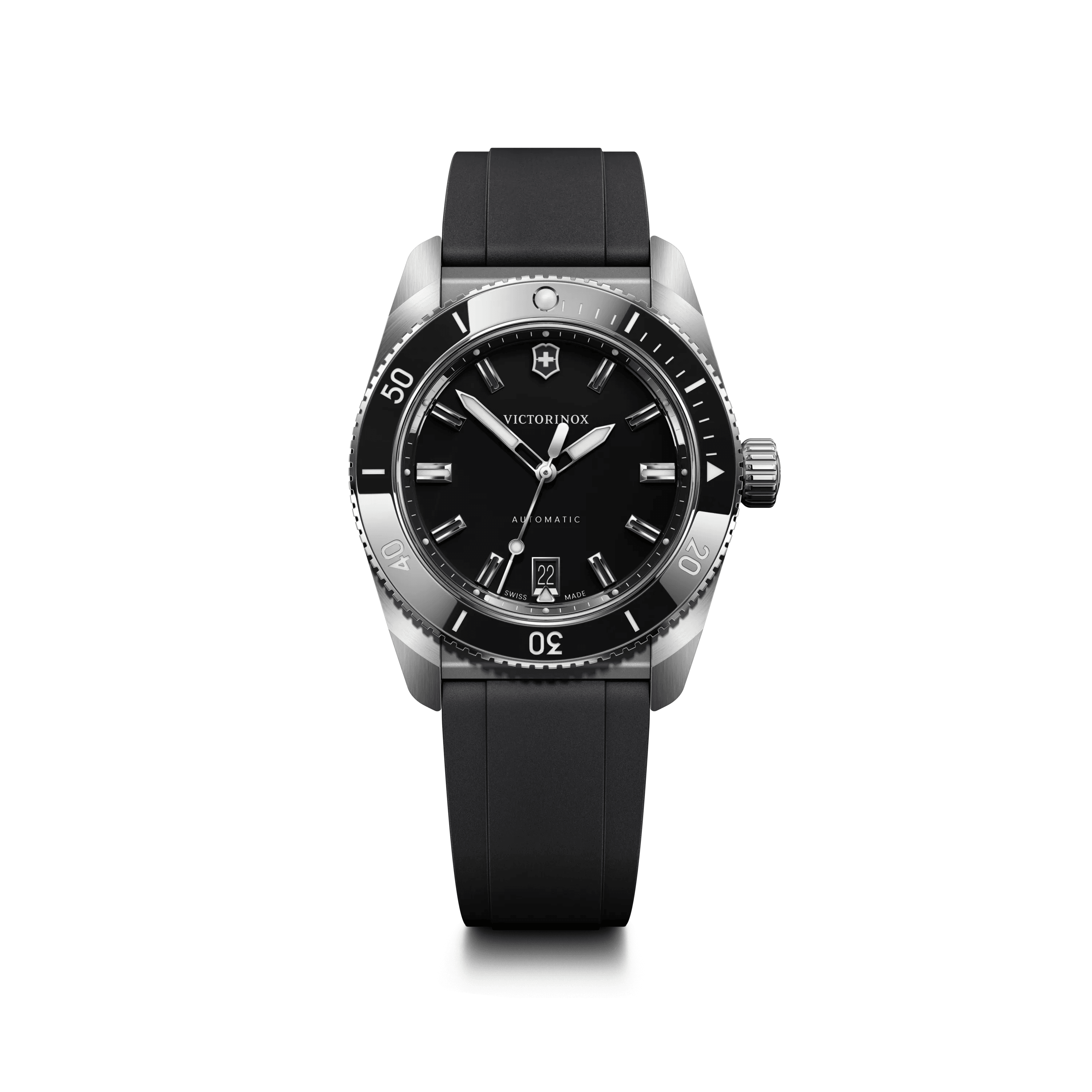 Maverick Automatic 39mm — Black Dial / Black Rubber — Victorinox style 242104