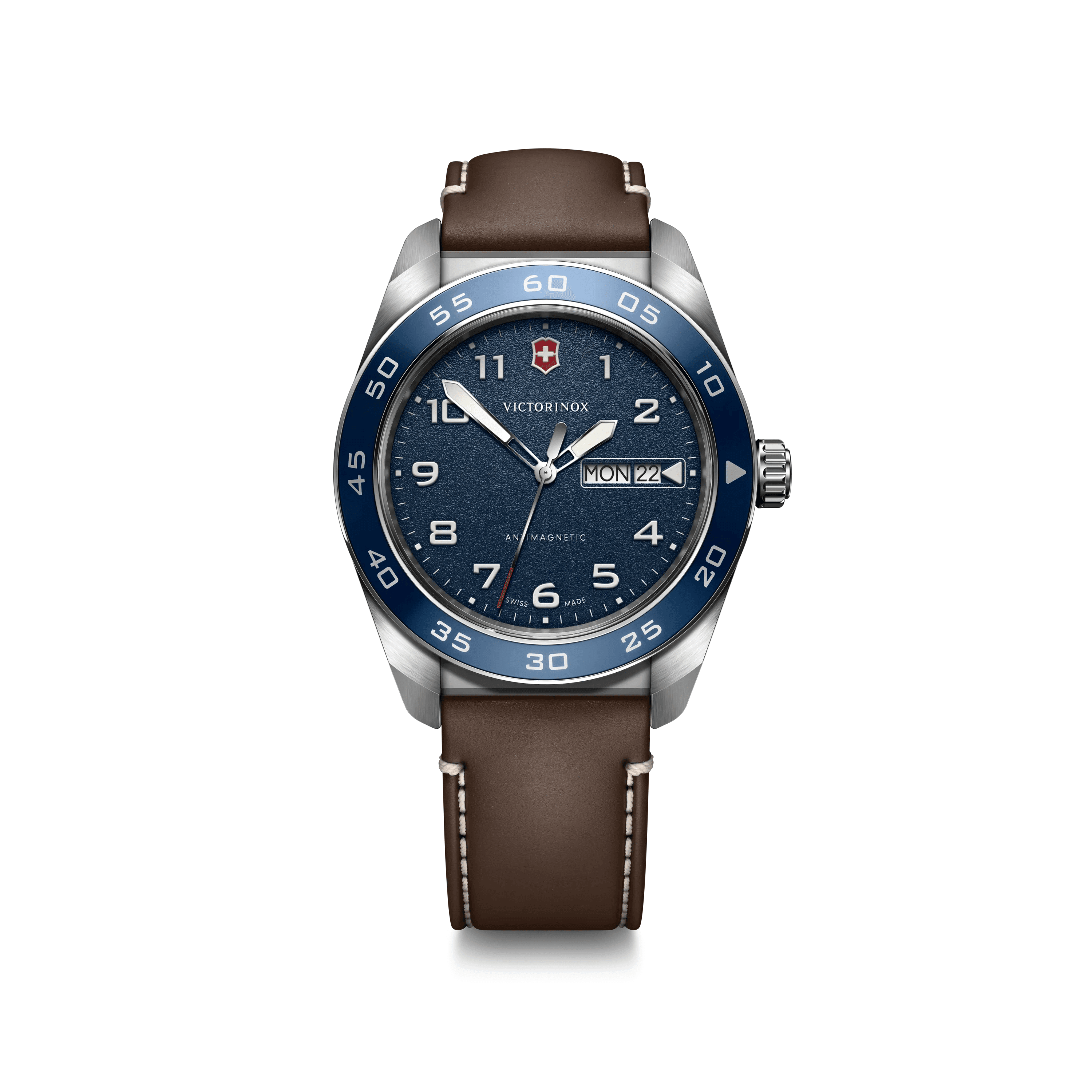 Swiss Army Quartz 42mm — Blue Dial / Brown Leather Strap — Victorinox style 242040