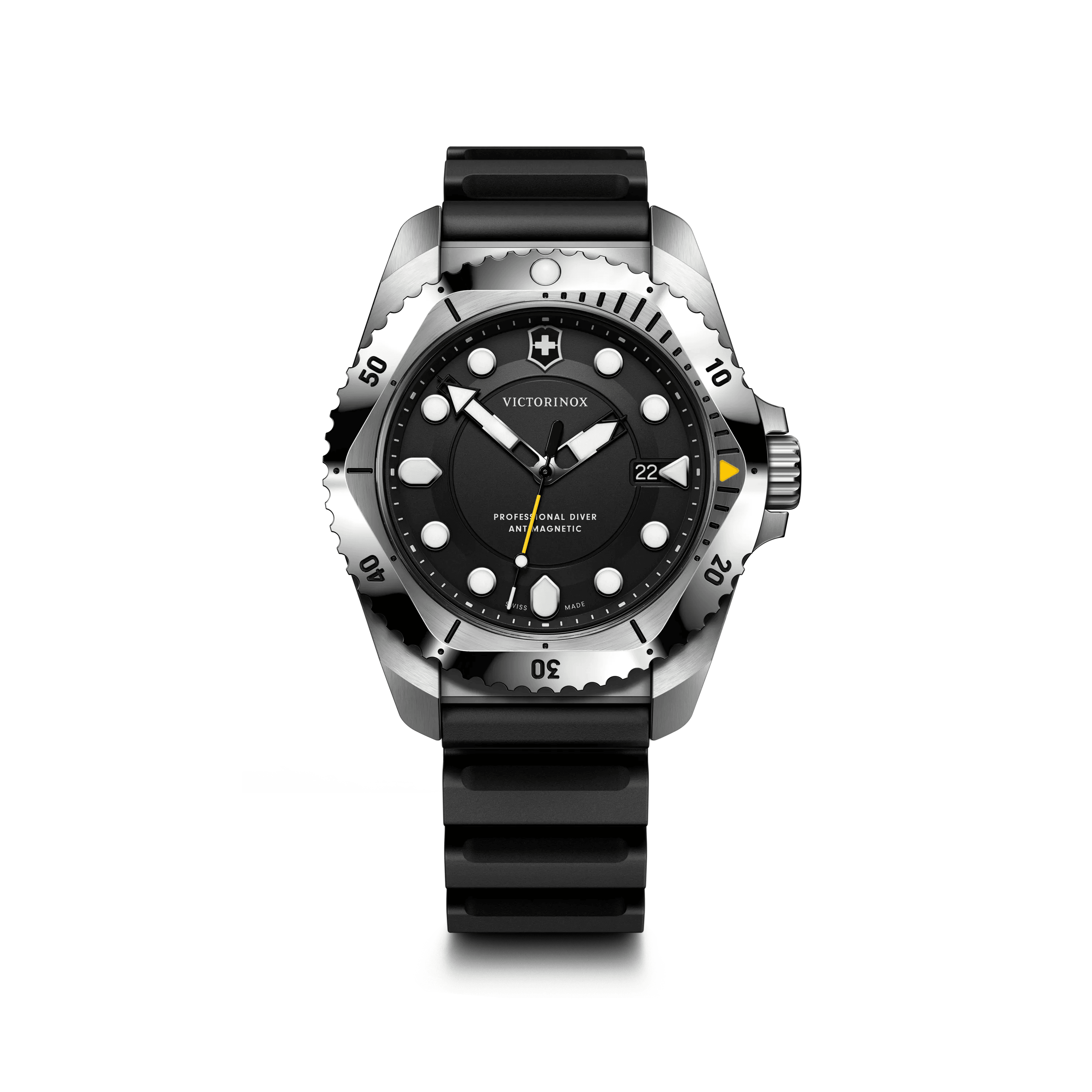 Dive Pro Quartz 43mm — Black Dial / Black Rubber Strap — Victorinox style 241990