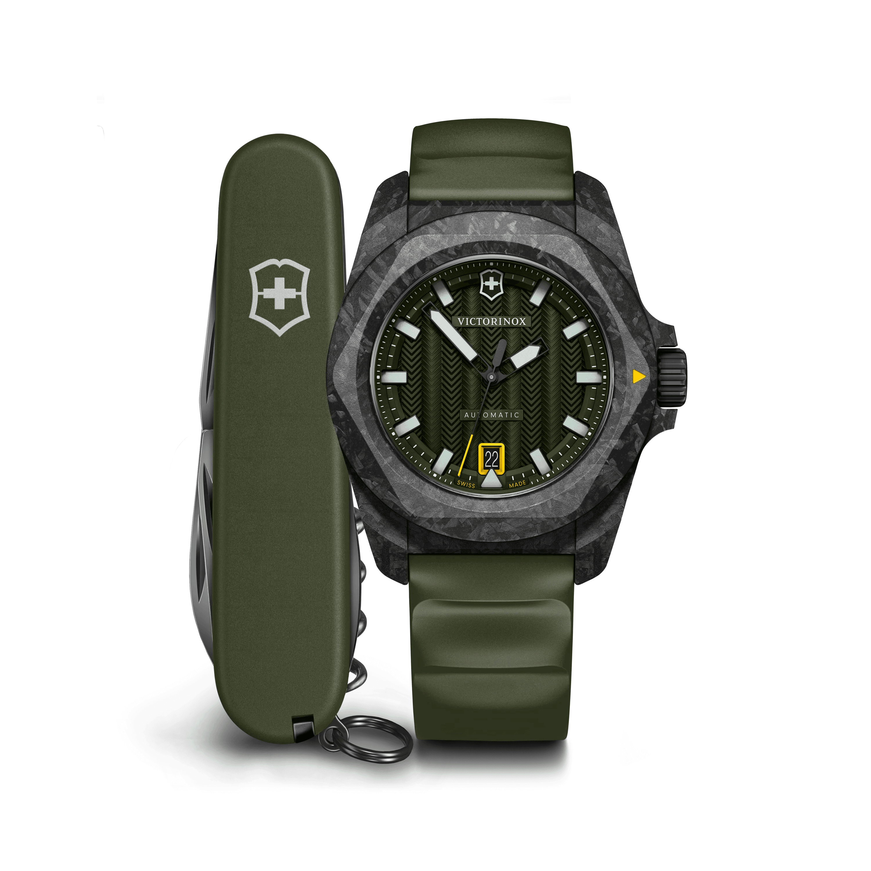 I.N.O.X. Automatic 41mm — Green Dial / Green Rubber Strap — Victorinox style 242021.1