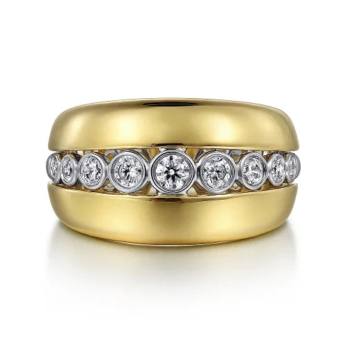Wide Bezel Set Diamond Ring