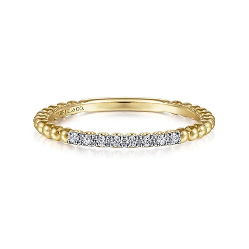 Two Tone Beaded Diamond Stacking Ring