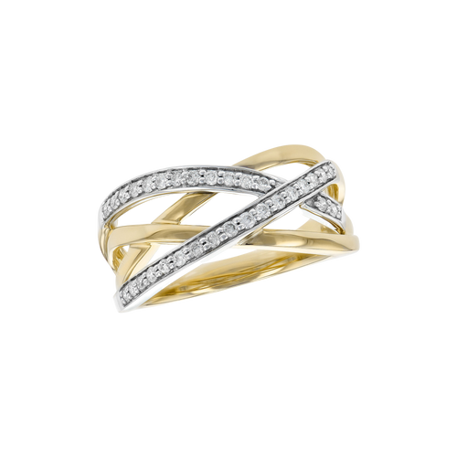 Two Tone Diamond Crossover Ring