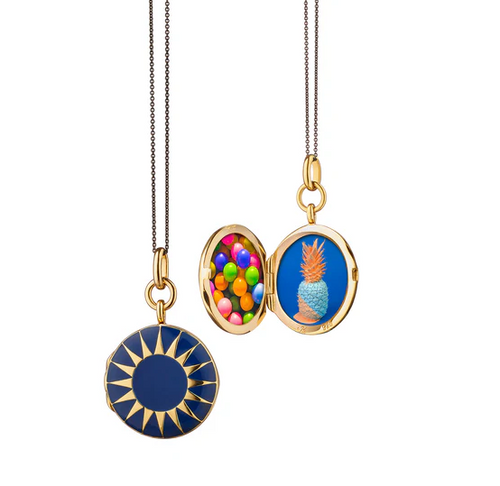 Blue Enamel Sunburst Locket