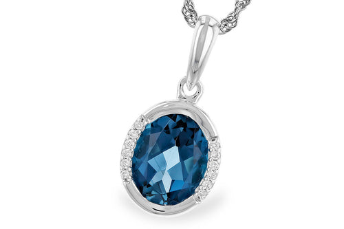 London Blue Topaz Oval Halo Pendant