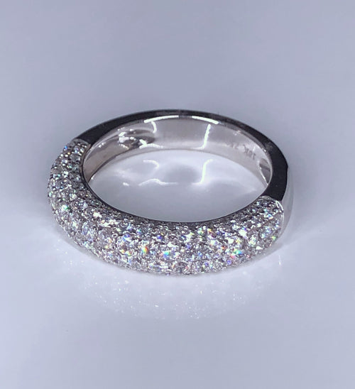 4 Row Pavé Diamond Ring 18k White Gold 1.21ctw Finger Size 6.5