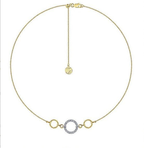 Twisted Rope and Pave Diamond Circle Necklace