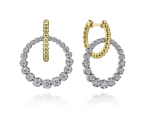 Beaded and Diamond Circle Earrings