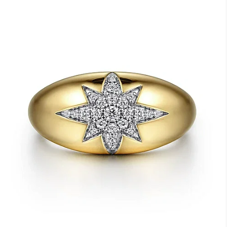 Domed Diamond Star Ring