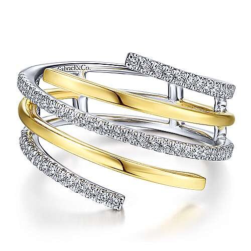 Two Tone Diamond Rows Ring