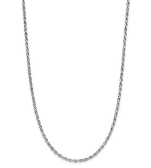3mm 14kt White Gold Rope Chain